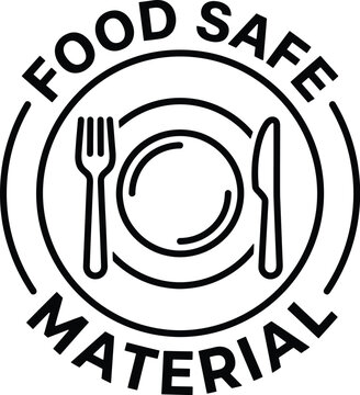 Food safe material logo with plate fork and knife for restaurant and kitchen use