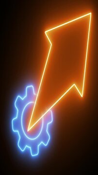 Operation management involving business process, economy and finance concept on the transparent background. Motion graphics  of up arrow with gears spinning around. 4k video. 