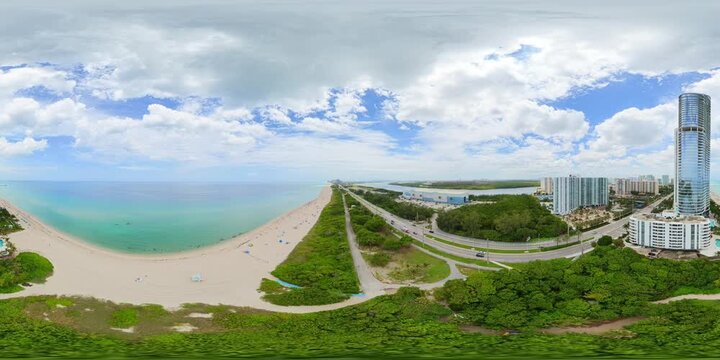 Haulover park and marina a Miami Dade park aerial 360 VR clip