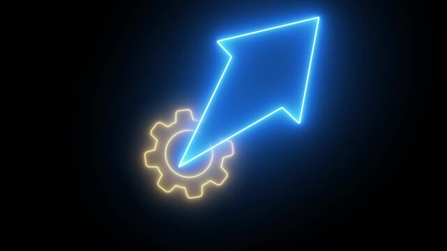 Operation management involving business process, economy and finance concept on the transparent background. Motion graphics  of up arrow with gears spinning around. 4k video. 