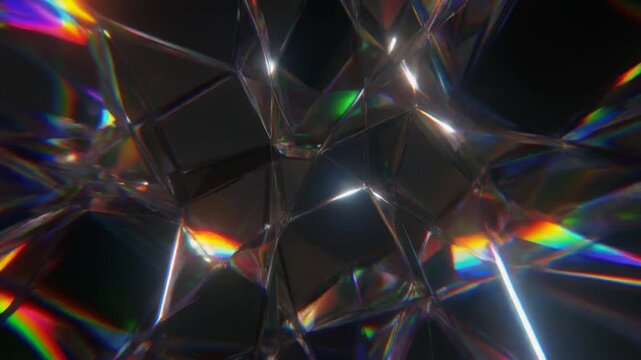 Abstract Crystal Facet Icon Vector with Refracting Light Spectrum