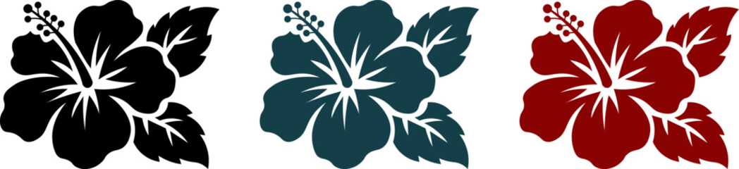 Hibiscus Flower Stencil Vector Tropical Hawaiian Floral Silhouette Icon © Md.Nazmul Haque