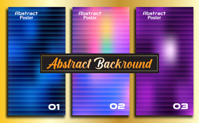 Obraz premium Collection of three vibrant abstract posters with gradient color schemes and horizontal lines ideal for modern graphic design projects
