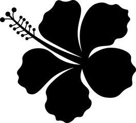 Hibiscus Flower Stencil Vector Tropical Floral Silhouette Icon and Isolated Hawaiian Botanical Blossom Clipart © Md.Nazmul Haque
