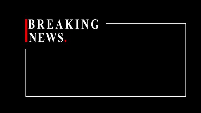 Breaking news broadcast lower third overlay with minimalist frame and text animation broadcast media