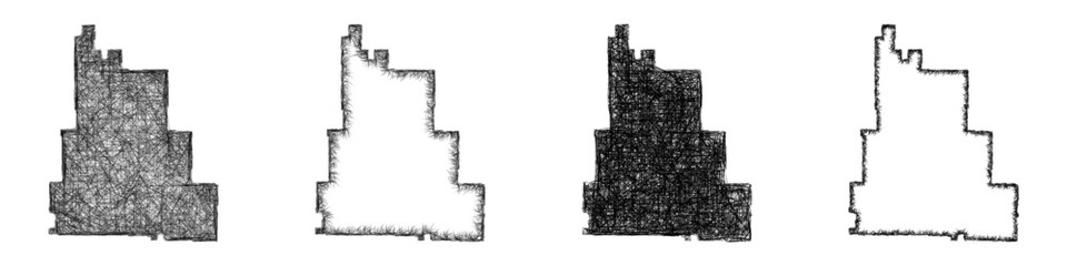 Fototapeta premium Monochrome sketch Schley County (Georgia) outline map design set