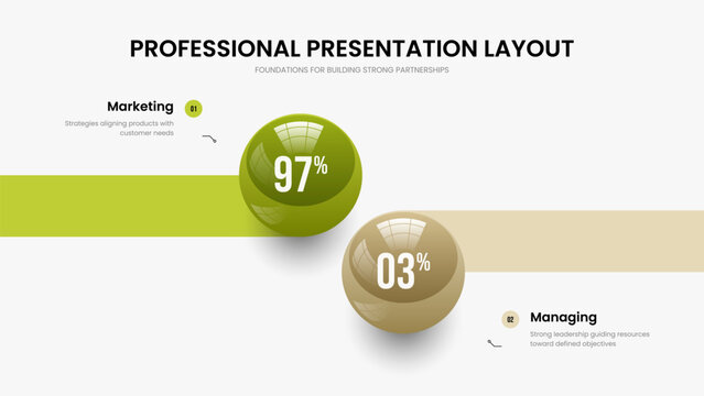 Product Development Two Step Infographic Presentation Layout. Advertising Showcase Slide Design Vector Illustration. Company Strategy 2 Option Diagram Frame Template.