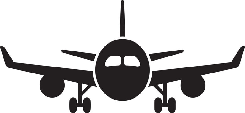 Black silhouette of an airplane on vector illustration