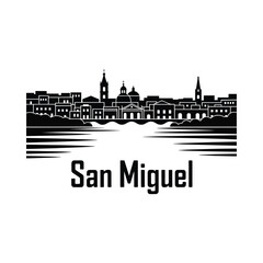 Naklejka premium san miguel skyline silhouette on white background
