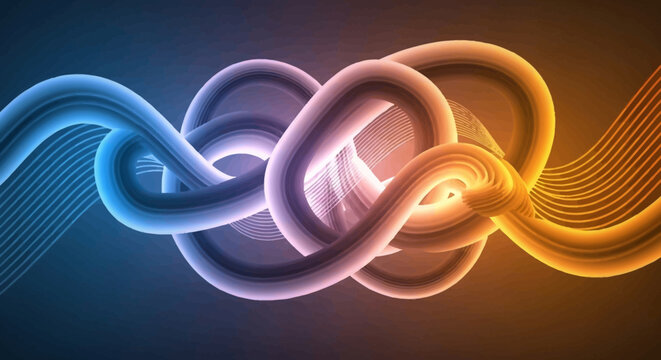 Vibrant glowing chain link gradient background with blue and orange hues