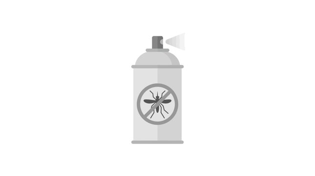 A grey aerosol spray can featuring a mosquito warning symbol on the front.