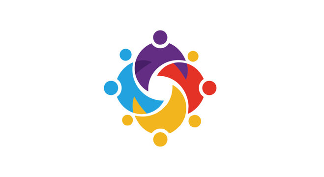Colorful abstract diversity people group teamwork logo icon isolated on white background