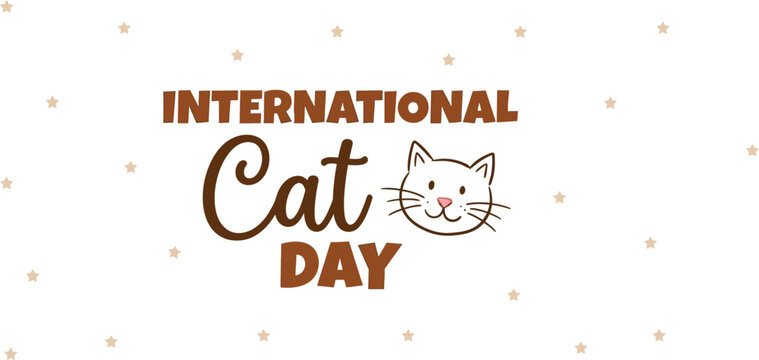 international cat day text with cute cat face