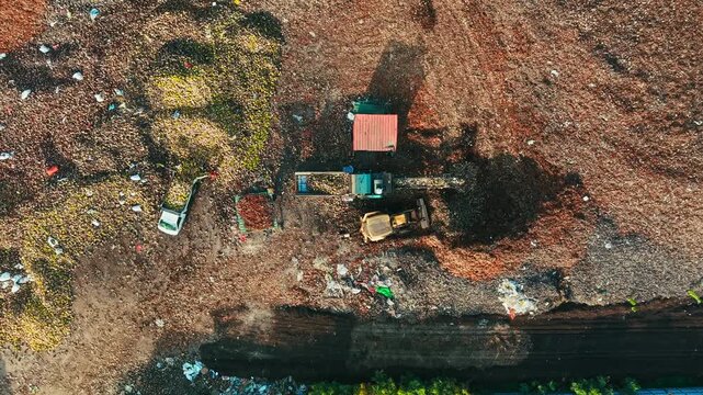 Aerial View Of Coconut Coir Processing And Husk Segregation Facility