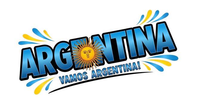 Argentina vamos argentina text with sun logo vector illustration 