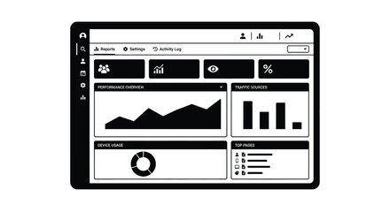 Fototapeta premium Dashboard Interface Silhouette On Black Background user