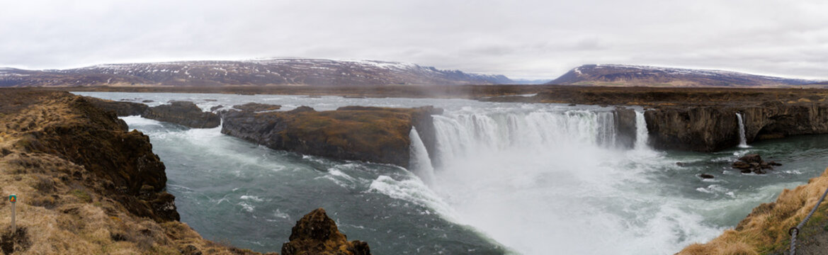 Godafoss Iceland Waterfall Panorama