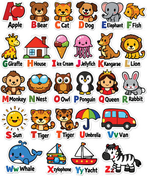 Alphabet Color Icon Sets for Kids Education