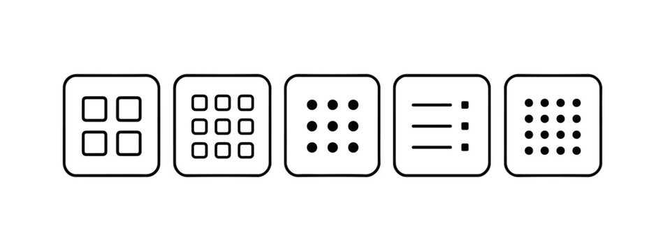 Menu Grid set. set of vector line icons on a white background