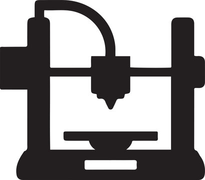 3d printer model icon in simple style isolated vector illustration. Black icon silhouette vector