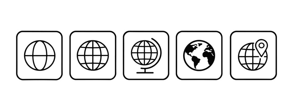 Globe set. set of vector line icons on a white background