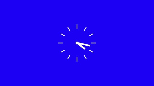 Minimal white clock animation on dark background showing daytime concept. Smooth rotating hands motion graphic footage with clean modern style. Transparent background.