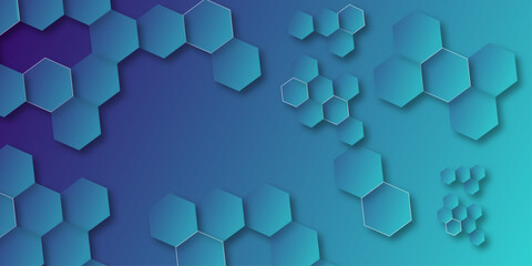 Abstract geometric shape technology digital hi tech concept background. Embossed Hexagon, honeycomb blue shadow. Luxury White 3D futuristic honeycomb mosaic white background. © Sofiqul
