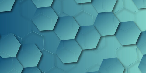 Abstract geometric shape technology digital hi tech concept background. Embossed Hexagon, honeycomb blue shadow. Luxury White 3D futuristic honeycomb mosaic white background. © Sofiqul
