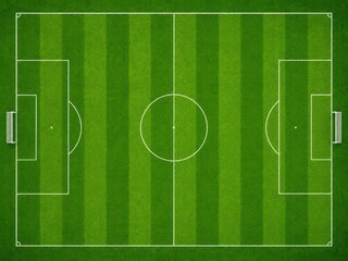 Obraz premium Top Down Bright Green Football Field Texture With White Pitch Lines And Professional Soccer Grass Background 