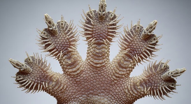 Extreme Close-up of a Gecko's Foot with Adhesive Toe Pads Showing Microscopic Structures