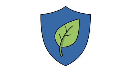 Obraz premium Blue shield with green leaf icon isolated on transparent background, Vector