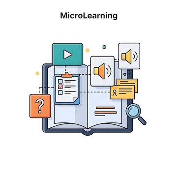 Modern microlearning digital education technology concept illustration.