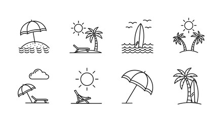 Set of hand drawn beach and summer vacation doodle icons. © Safa_Sekar Madinah