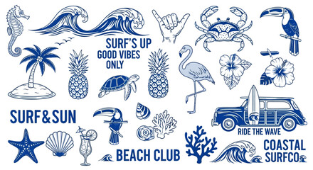 Summer Beach Vacation Set of Hand Drawn Illustrations. © Safa_Sekar Madinah
