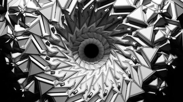 3d render abstract art 3d background with part of surreal symmetry fractal object turbine engine detail in rotation deformation process