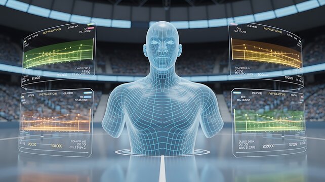 Futuristic Sports Technology for Human Performance Analysis Digital Visualization of Athlete Biometrics and Data in a Stadium Environment