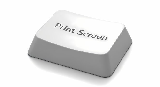 Isolated white print screen key button for screen capture and computer functions