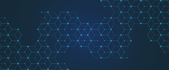 Vector digital science network geometric hexagonal dots and lines elements medical technology abstract background © AJ Unick Creator