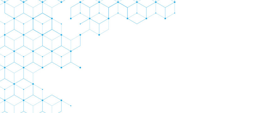 Vector digital science network geometric hexagonal dots and lines elements medical technology abstract background
