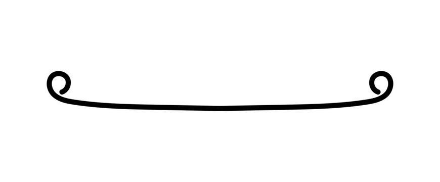 Black metal scroll bar with curled ends isolated on white background