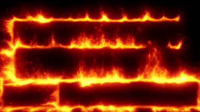 Fiery maze: intense flames dancing in a dynamic moving pattern