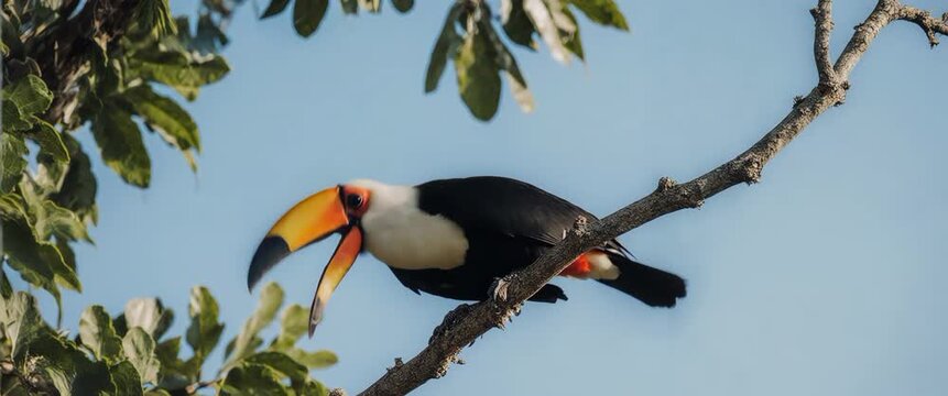 Rhinoceros Hornbill on Tropical Fig Tree
