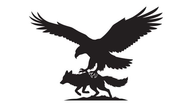 eagle attacking fox silhouette attack predator prey