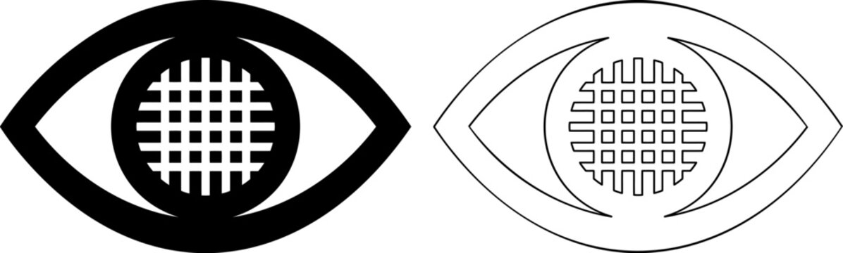 Biometric iris scan icon, digital eye retina recognition and cyber authentication vector illustration