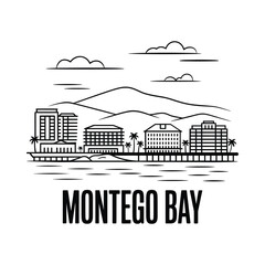 Naklejka premium montego bay skyline line art cityscape buildings