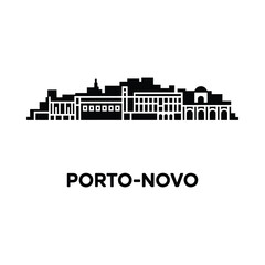 Naklejka premium porto novo cityscape silhouette on white background