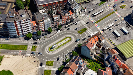 Fototapeta premium Aerial view around the capitol city Brussels in Belgium, on a sunny day in summer.