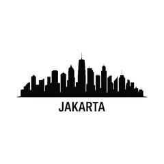 jakarta skyline silhouette on white background cityscape © Md