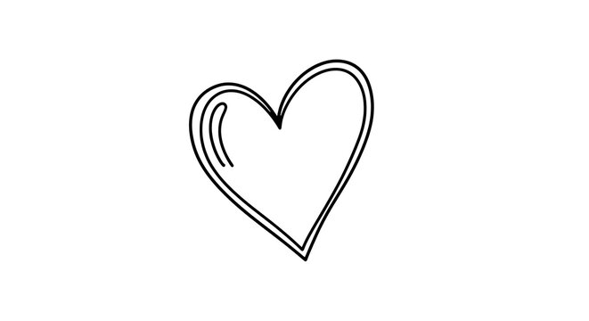 Minimalist outline heart symbol isolated on a transparent background, simple heart clean, monoline heart