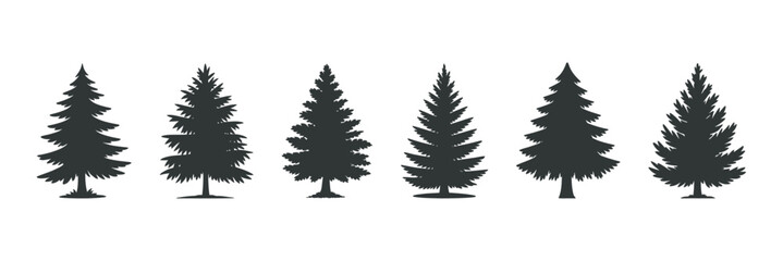 pine tree silhouettes on transparent backdrop silhouette © MOHAMMAD